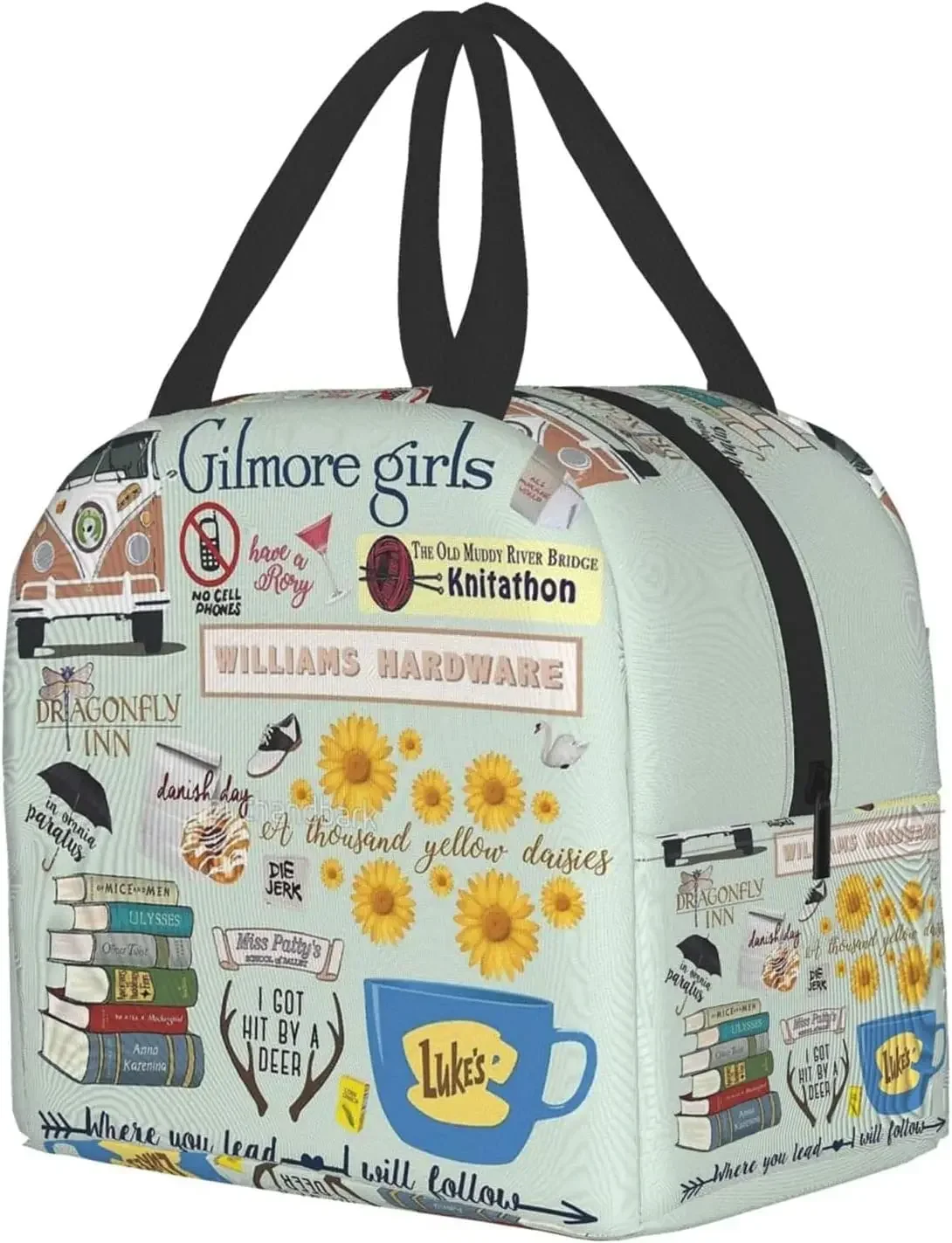 Gilmore-Grande bolsa de almoço dobrável para mulheres e meninas, sacola elegante, simples e moderna, presentes DIY