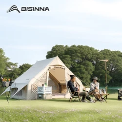 BISINNA 두꺼운 코튼 팽창식 텐트, 팽창기 포함, 야외 캠핑, 낚시, 하이킹, 배낭 여행용, 5-8 인 가족