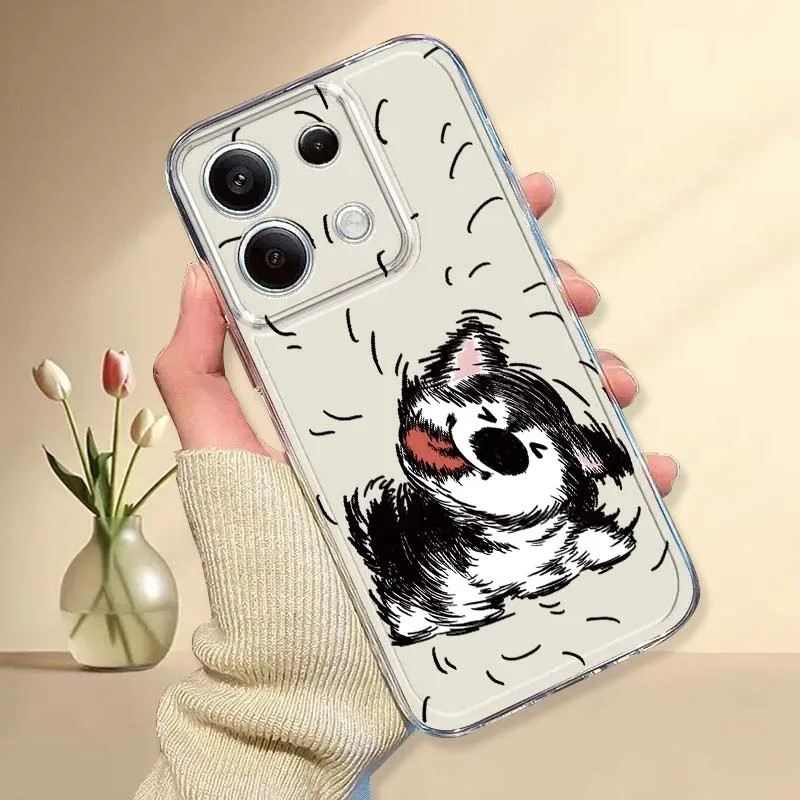 Puppy Pattern Design Anime Art For Xiaomi Mi Poco F2 F3 F4 F5 F6 X5 X6 X7 Pro TPU Protection Transparent Phone Case