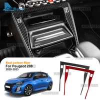 Pegatina de fibra de carbono suave Real para Peugeot 208 e-208 2020 2021 2022 2023 2024 2025 LHD RHD embellecedor de Panel de Control Central de coche