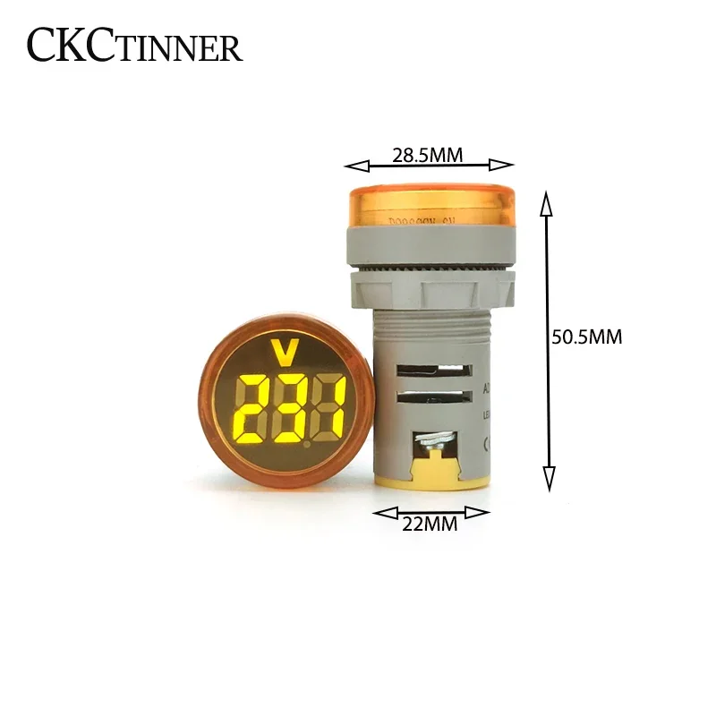 1st 22Mm Ronde Mini Digitale Voltmeter Ac 20-500V Volt Spanningstester Meter Led Digitale Indicator Pilot Licht Display