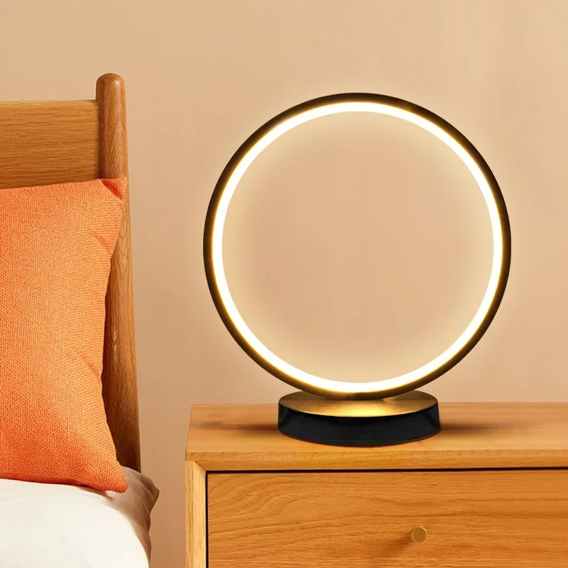 Creative Circle Table Lamp  Chinese Table Lamp Study Eye Protection USB Rechargeable Bedroom Bedside Decorative Night Lights