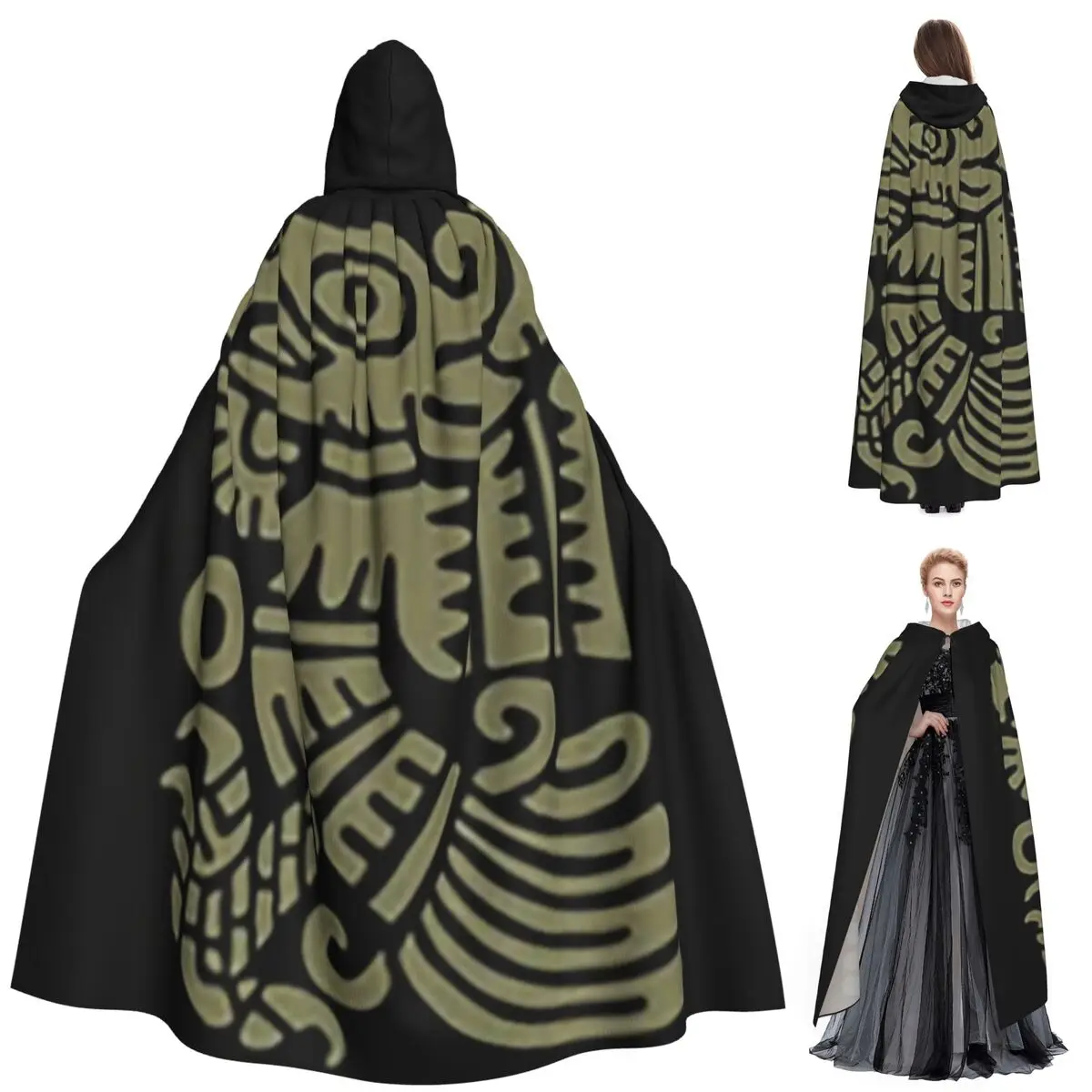 마야 예술 고대 인디언 긴 후드 망토 마녀 중세 의상 코스프레 케이프 할로윈 뱀파이어 성인 유니섹스