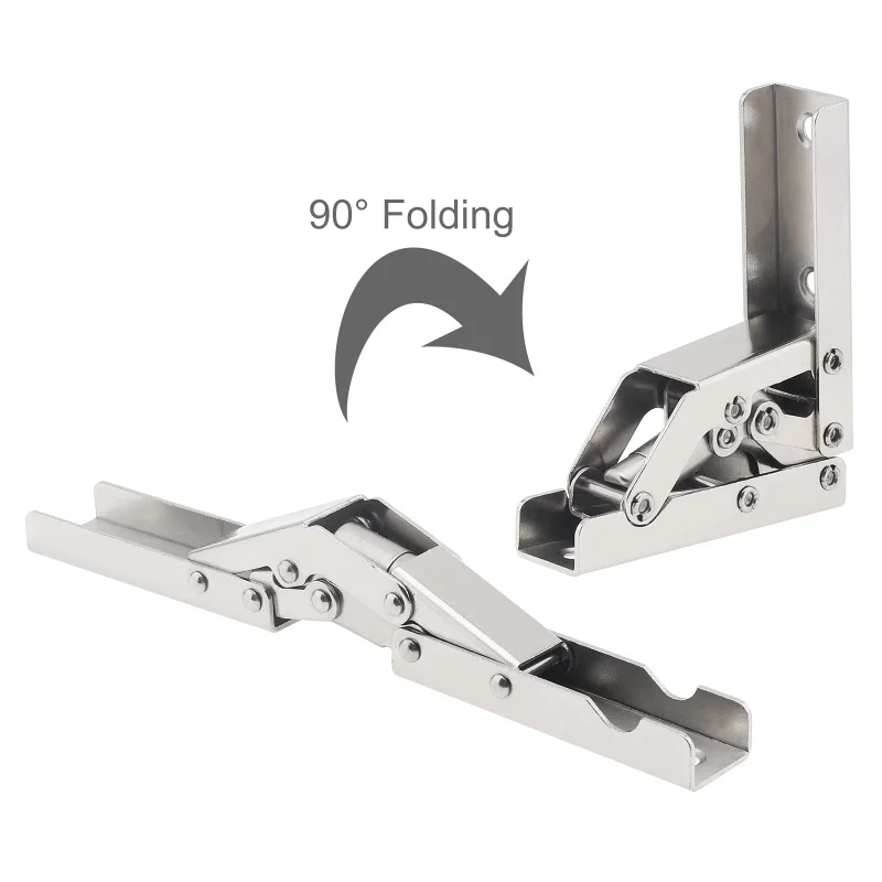 2 Stück/Set 90-Grad-Klappbeschlag für Türen/Regale, verdeckte Halterung, Tischhalter, Möbelteile, 90/180-Grad-Flachfeder-Klappbeschläge – Detail 4