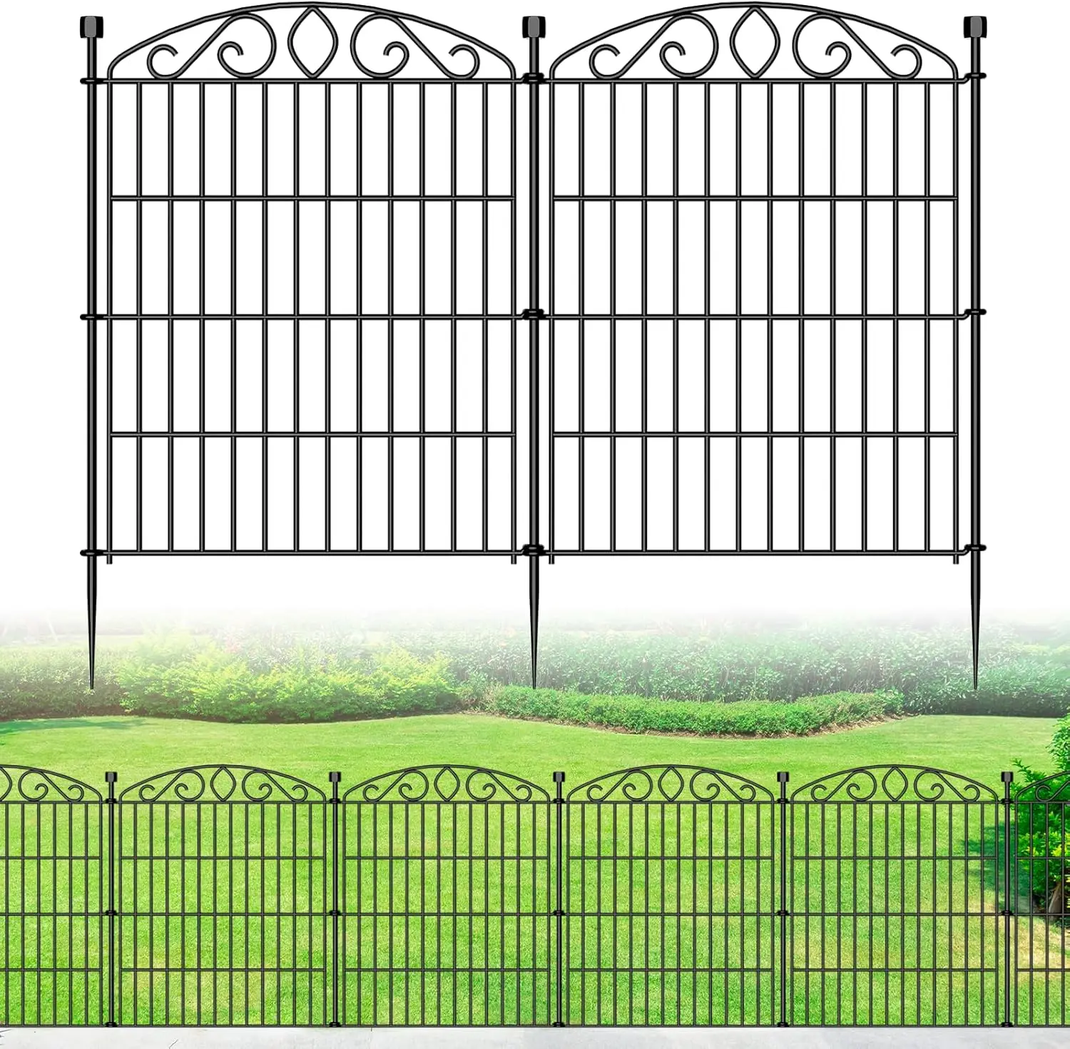

No Dig Garden Fence 12 Panels - 30in H x 22.72ft L, Rustproof Metal Animal Barrier for Dogs, Rabbits, Decorative Yard Border