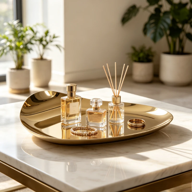 Nordic Metal Asymmetric Folded Tray Luxury Fruit Serving Dish Artistic Coffee Table Snack Plate Creative Dining Decorative Trays