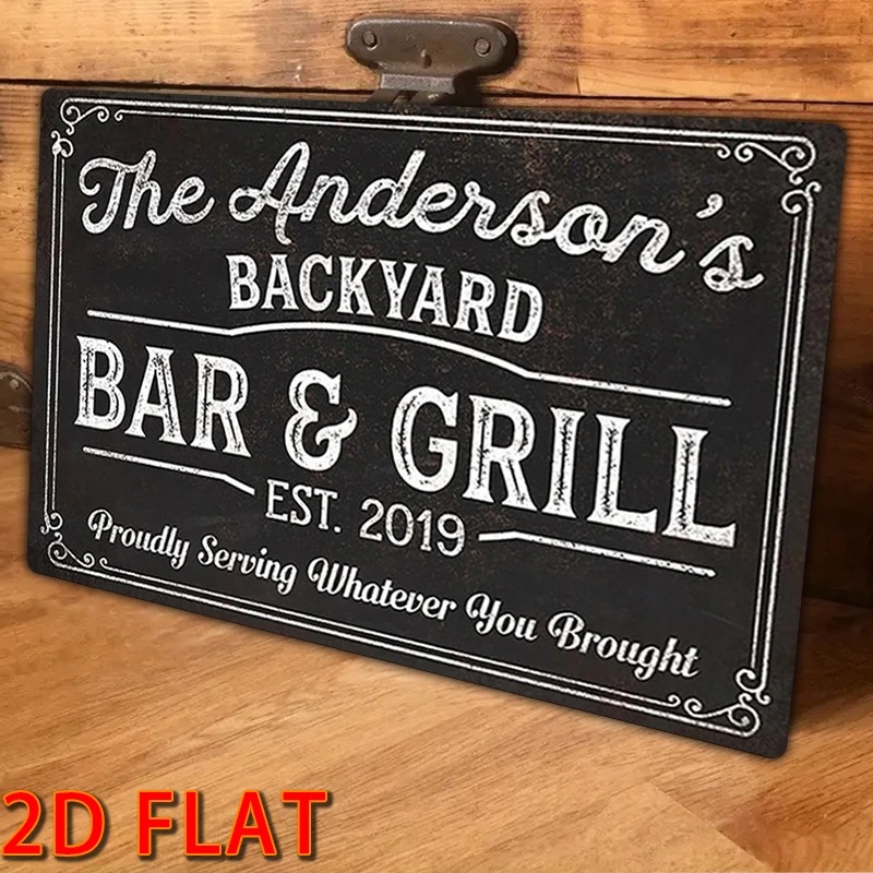 1 قطعة علامة معدنية نصية مخصصة ، علامة بار وشواية ، مثالية للرجل الكهف ، بار ، المرآب ، الحديقة ، ديكور داخلي/خارجي علامة ألومنيوم 8x12 بوصة