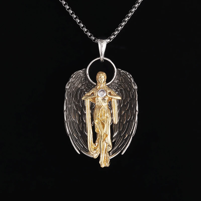 New Fashion Guardian Angel Wings Crystal Ball ciondolo uomo donna arcangelo Saint Gabriel Paladin collana gioielli regali