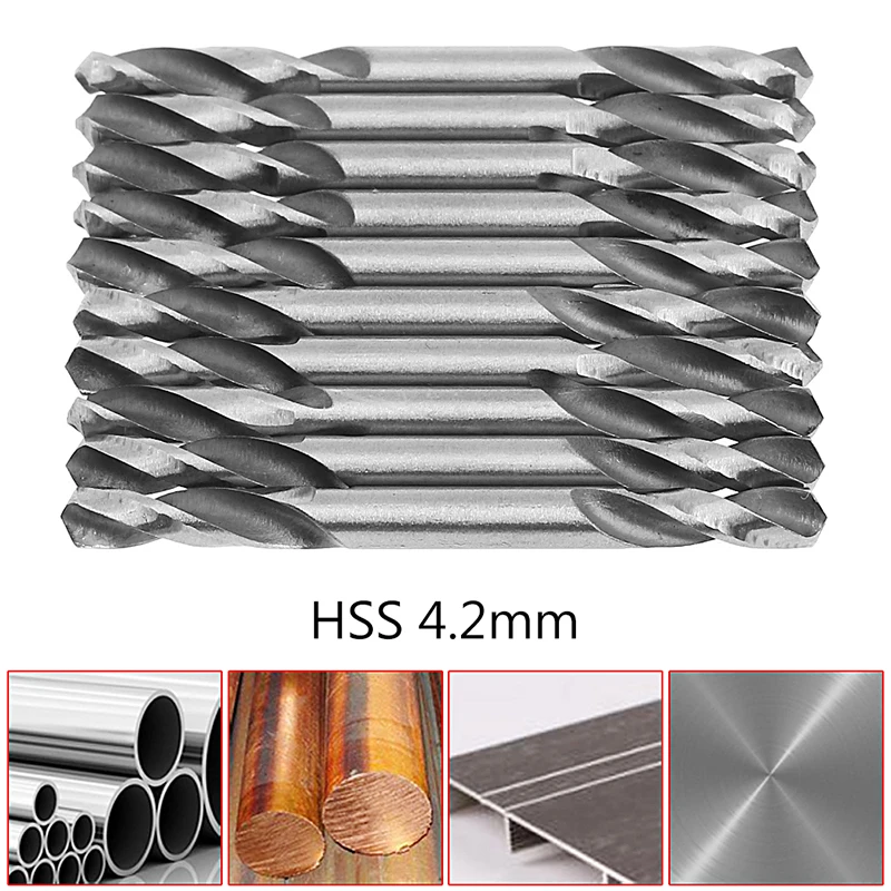 10Pcs/set 3.0/3.2/3.5/4.0/4.2/4.55.0/5.2mm HSS Double Ended Spiral Drill Tools Drill Set