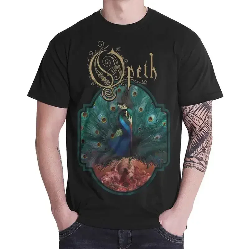 Opeth T Shirt Sorceress Peacock Feathers Band Logo Official Mens New Black Size