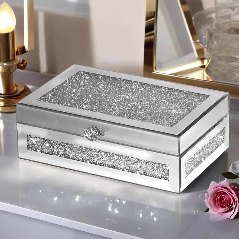 Picture 3: High-end light luxury exquisite glass crystal jewelry box necklace ring large capacity storage box
