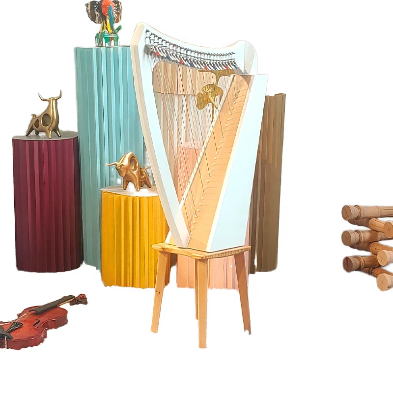 

White Ever Harp Fashion Portable Professional Instrument Beginner 26 34 Strings Lever Irish Lyre Harp for Students Arpe