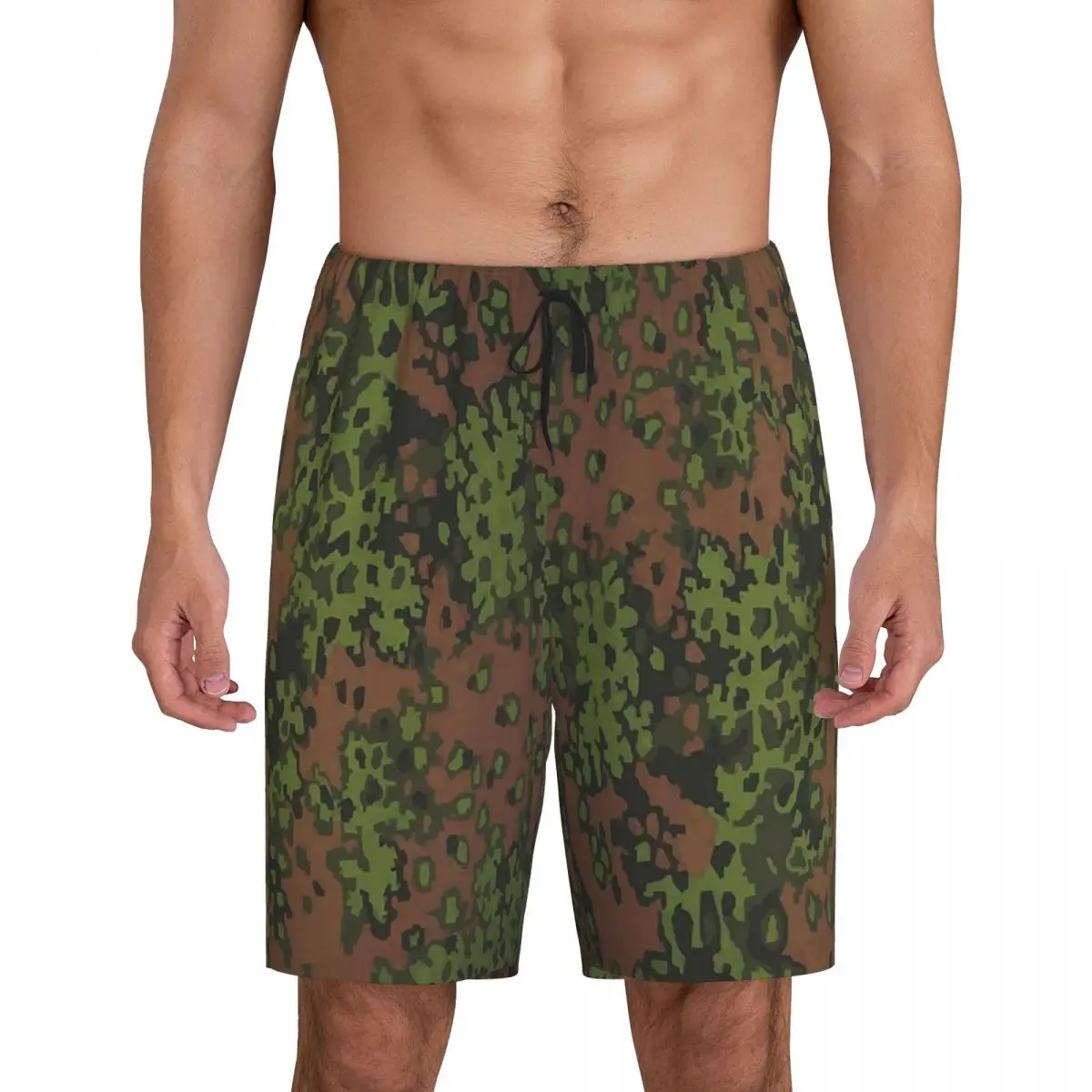 Splintertarn German WW2 Camouflage Army Military Camo Shorts Sleeping Pants Men Pajama Pants Lounge Sleep Sleepwear Bottoms view 3
