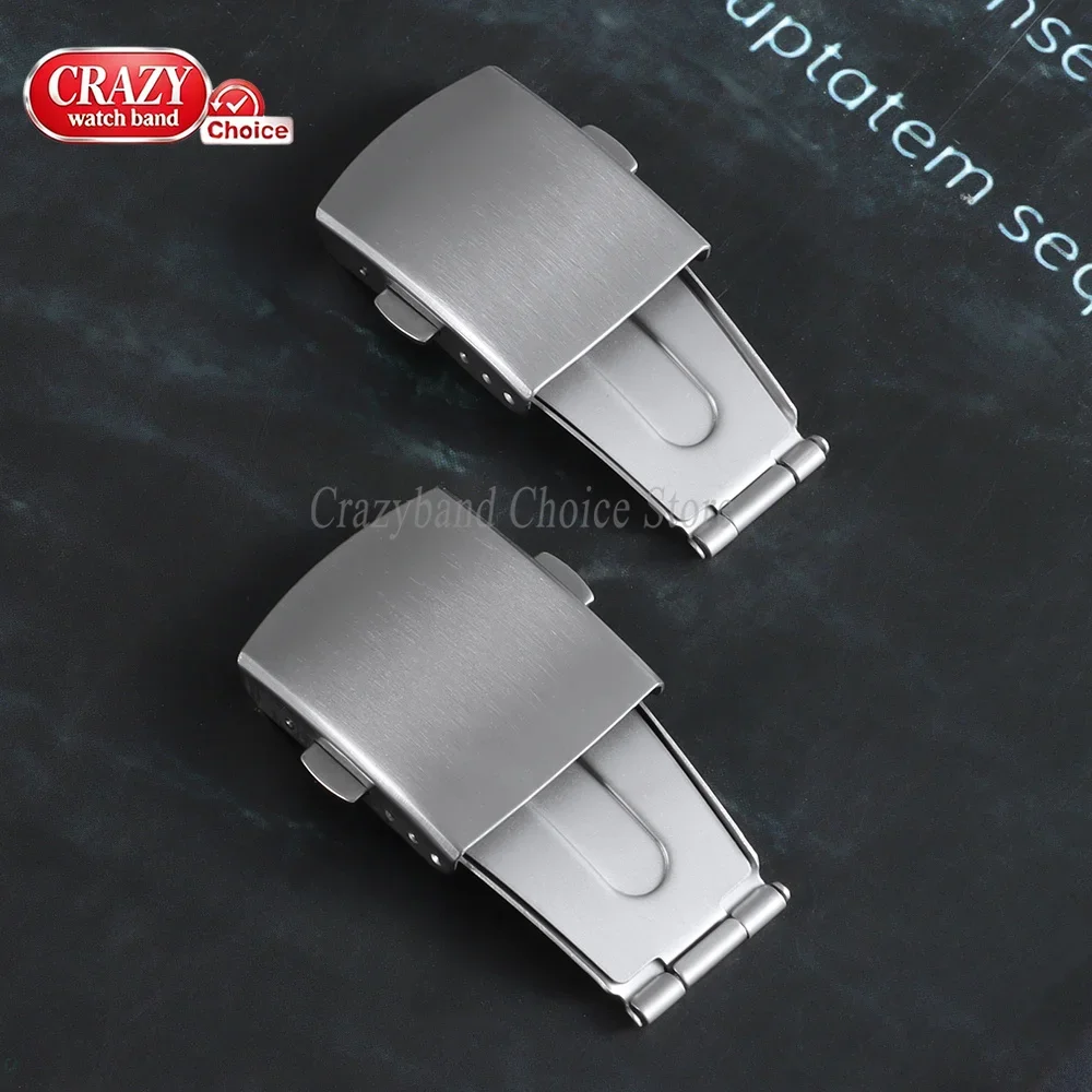12mm 14mm 16mm 18mm 20mm 22mm Solid Stainless Steel Double Press Buckle Butterfly Clasp for Leather Metal Watchband Accessory