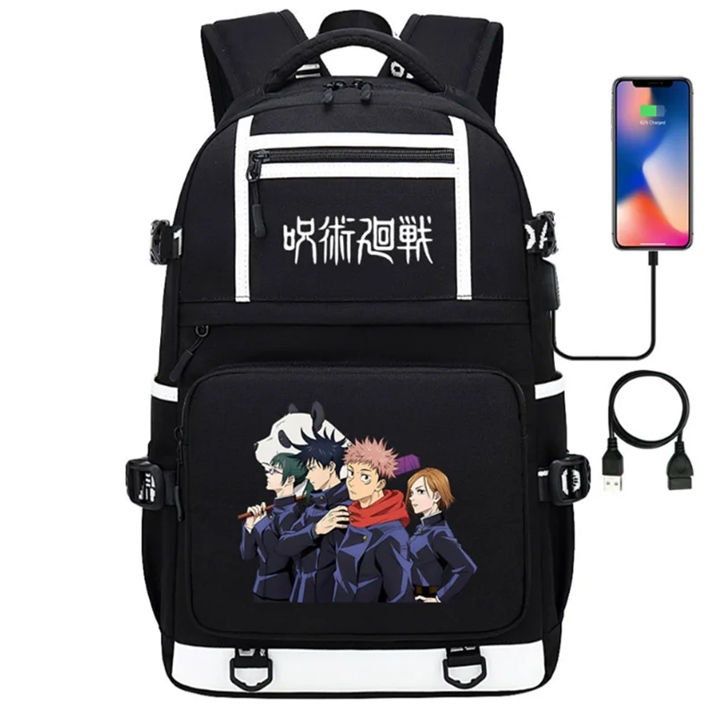 Anime Jujutsu Kaisen Backpacks Mochila Teenarges Schoolbag Satoru Gojo Men Women Causal USB Charge Laptop Outdoor Bag