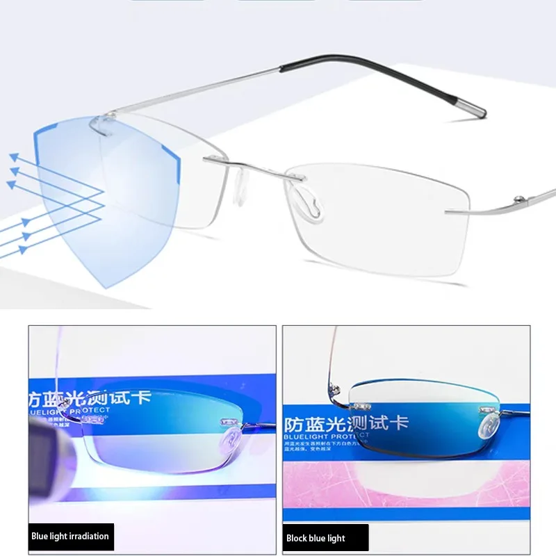 Anti Blue Light Reading Glasses High Quality Frameless Titanium Aolly Glasses Frame Man Women Metal Eyeglasses Frame image 6