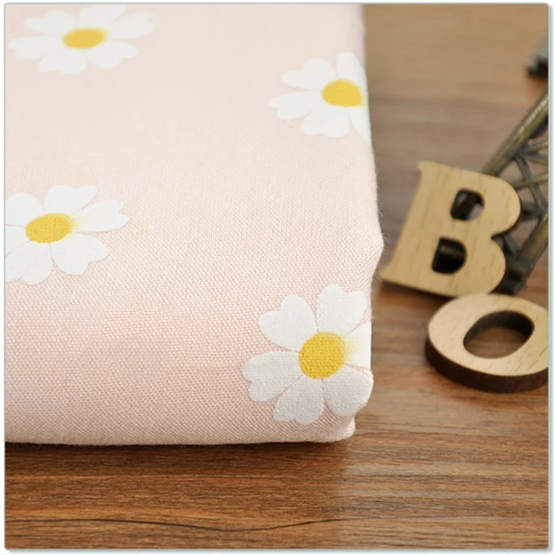 Six petal flower Pastoral Floral  Poplin Cotton Fabric DIY Children\'s Wear Cloth Make Bedding Quilt Decoration Home