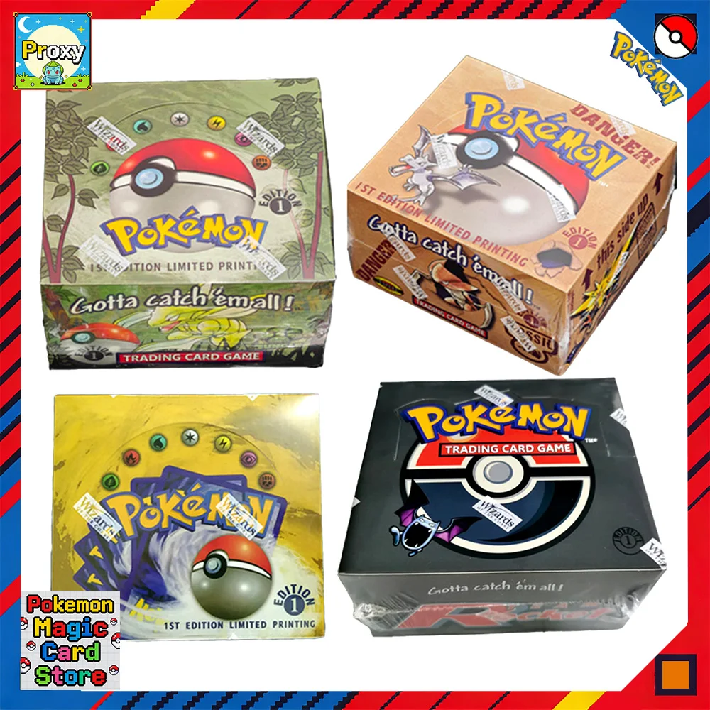 Pokemon 36 Packs 1ST Edition Classic Base Jungle Rocket Fossil Set Proxy Pokémon Cards PKM Games Board Games Card Collection