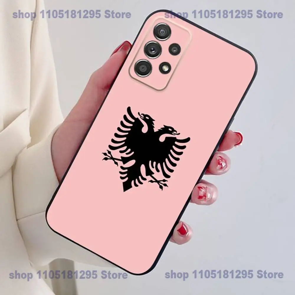 ألبانيا العلم جواز السفر Illyrian النسر قضية الهاتف لسامسونج S25,24,21,22,23,30 ، الترا ، 20 ، زائد الأسود لينة غطاء من السيليكون