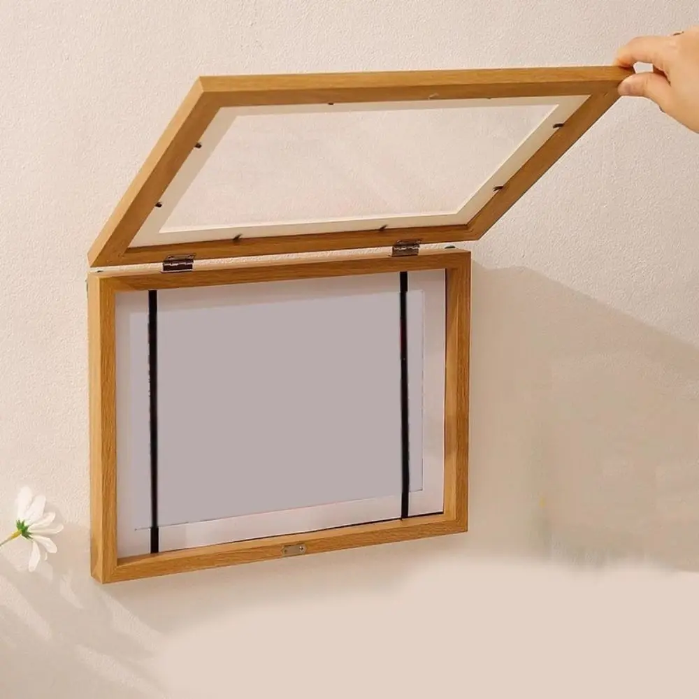 A4/A3 Magnetic Flip Photo Frame Front Opening Elastic Straps A4 Photo Frame Changeable Work Display Frame Wall Decoration