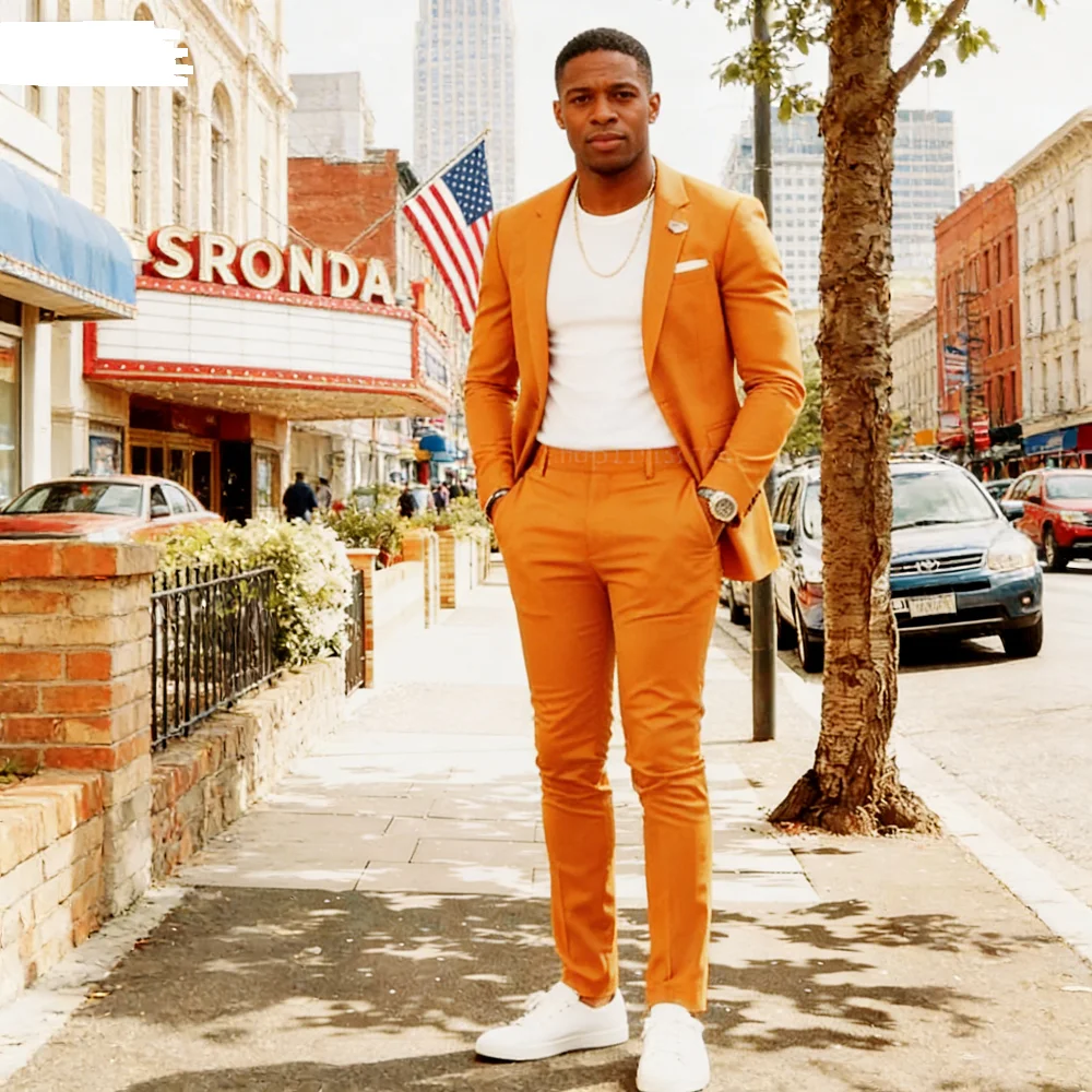 

Slim Fit Business Suit Set with Notch Lapel Unique Chest Jacket for Groomsmen Wedding Tuxedo Ensemble Casual Smoking Jacket