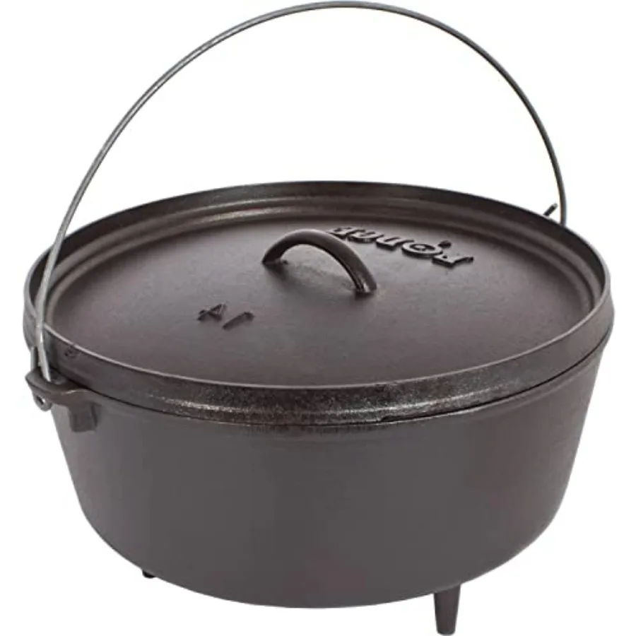 

5 Quart Pre-Seasoned Cast Iron Camp Dutch Oven with Lid - Dual Handles - Use in the Oven, on the Stove, on the Grill or over the