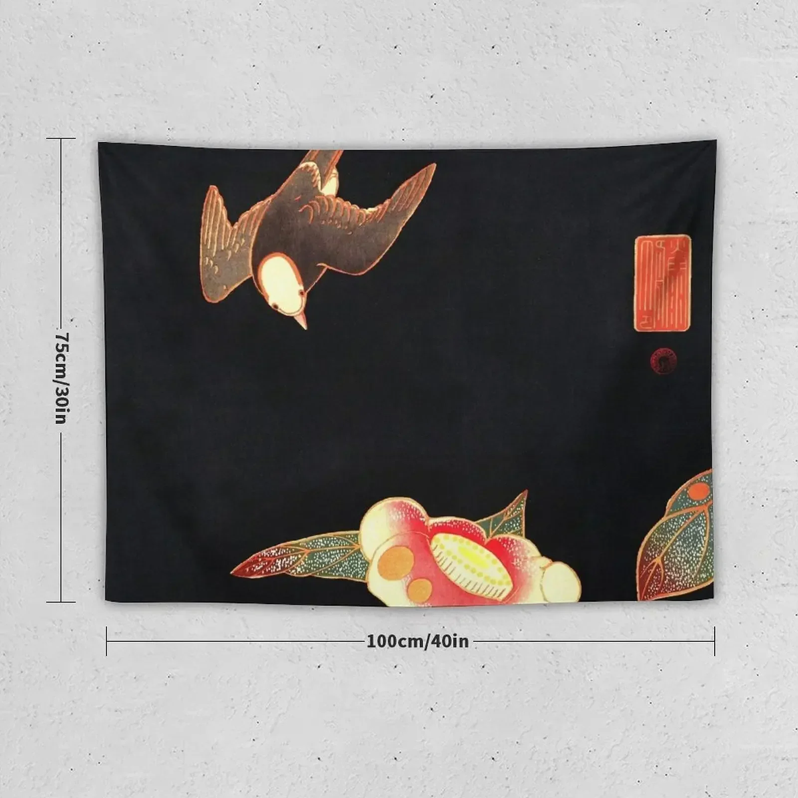 Ito Jakuchu - Swallow and Camellia Tapestry Wallpapers Home Decor Home Decorations Aesthetic Tapestry