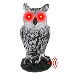 Owl Decoy Motion Activated Scarecrow Owl With Red Eyes And Scary Sound Owl Decoy Scarecrow To Scare Birds Away Bird Control For