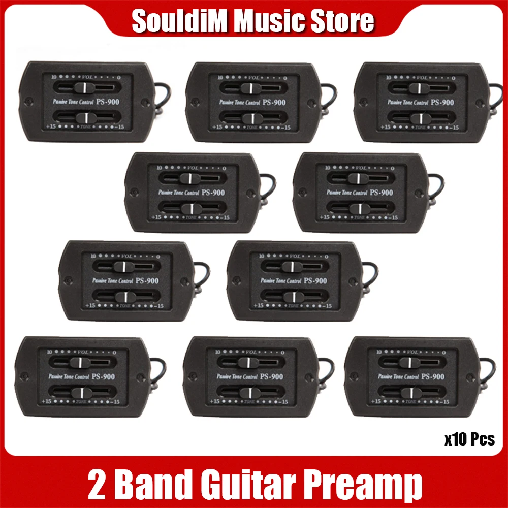 10Pcs PS-900 2 Band EQ Preamp Guitar Pickup Passive Volume Tone Control Piezo Pickups Equalizer for Acoustic Guitarra Wholesale