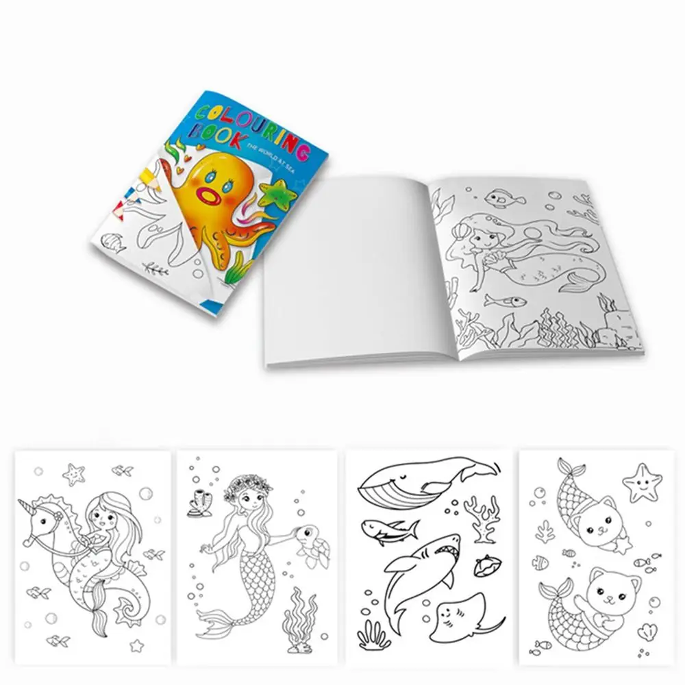 12/60Pages Castle Princess Sea World Coloring Book Space Forest Animals Educational Graffiti Painting Book Cartoon Bold Easy