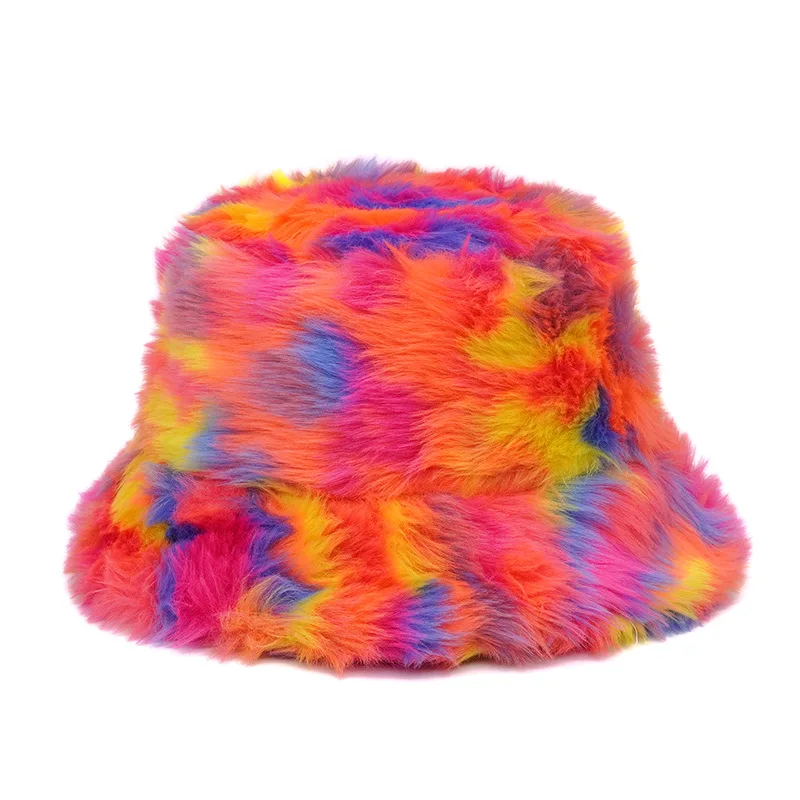 2023 Winter Warm Thickened Fur Fluffy Bucket Hats for Women Men Outdoor Windproof Panama Female Soft Rabbit Hair Fisherman Cap