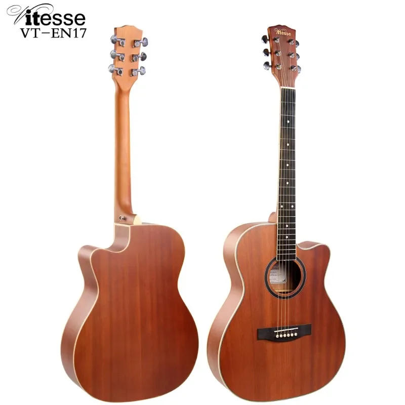 China Manufacturer Wholesale Cheap 40 41 Inch Full Sapele Matte Premium Beginner Electric Acoustic Guitar For Student and Adult