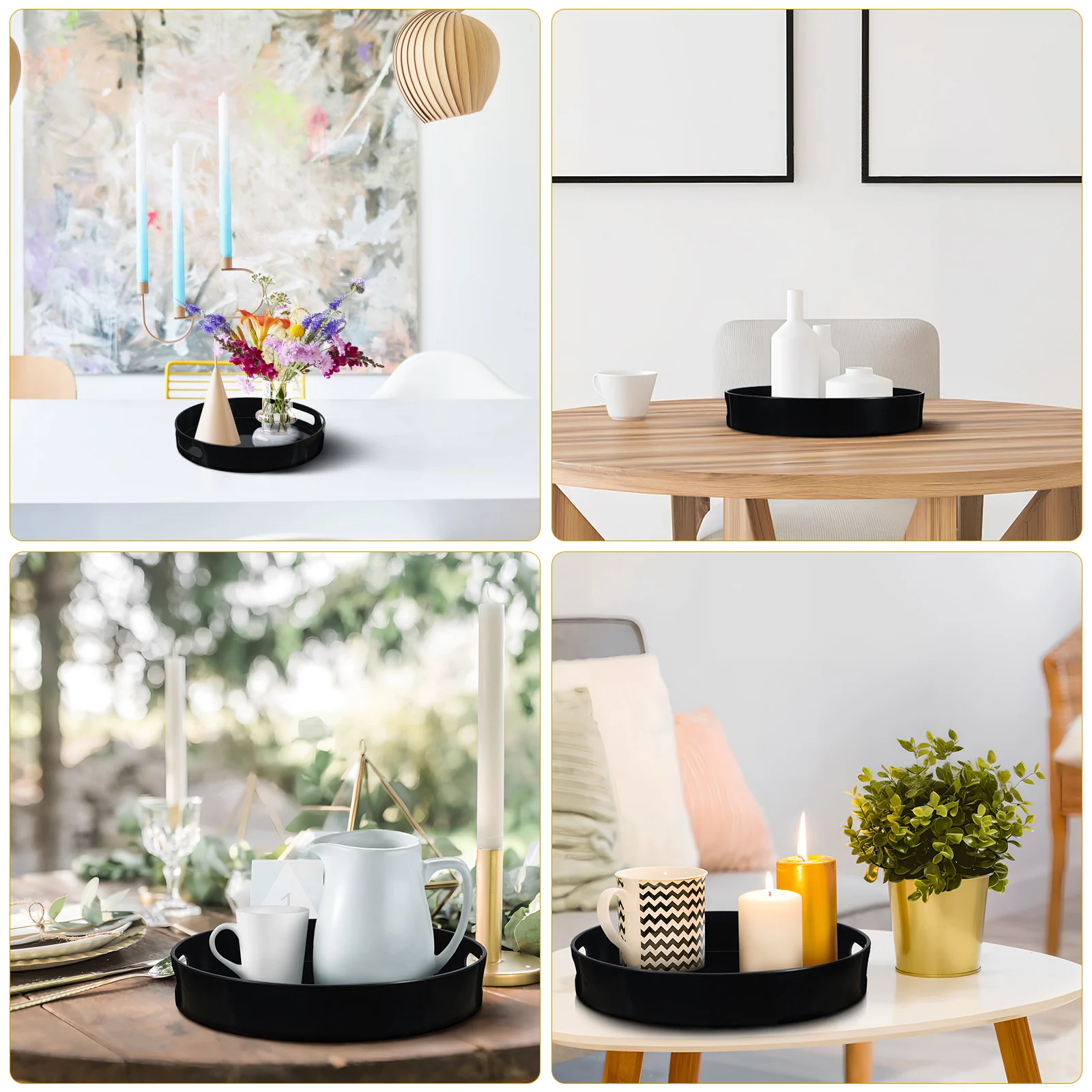 

Round Trays Home Decor Sleek Design Tea Tray Convenient Handle Storage Tray Elegant Display Round Trays Home Decor