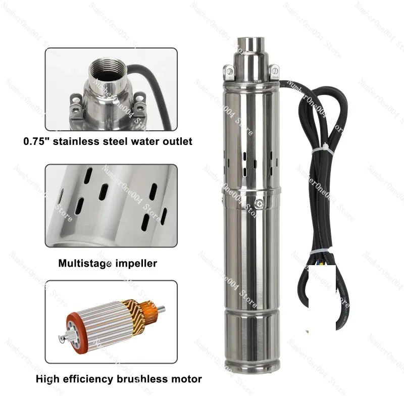 

Солнечный погружной насос для скважин, 150 Вт, 370 Вт, 750 Вт, максимальный поток, 2 м3/часовая встроенная функция MPPT, солнечный насос для глубокого скважины для сельского хозяйства