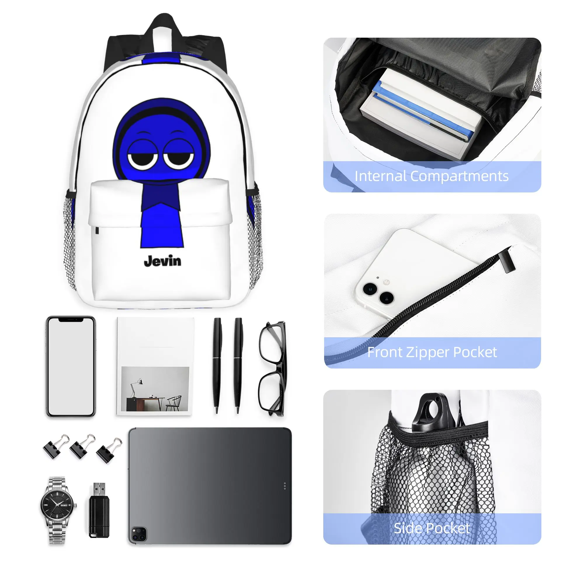 Jevin Sprunki Backpack Hot Sale Daypack Large Capacity Boys Girls BookBag Shoulder Bags for Men Women School Bag