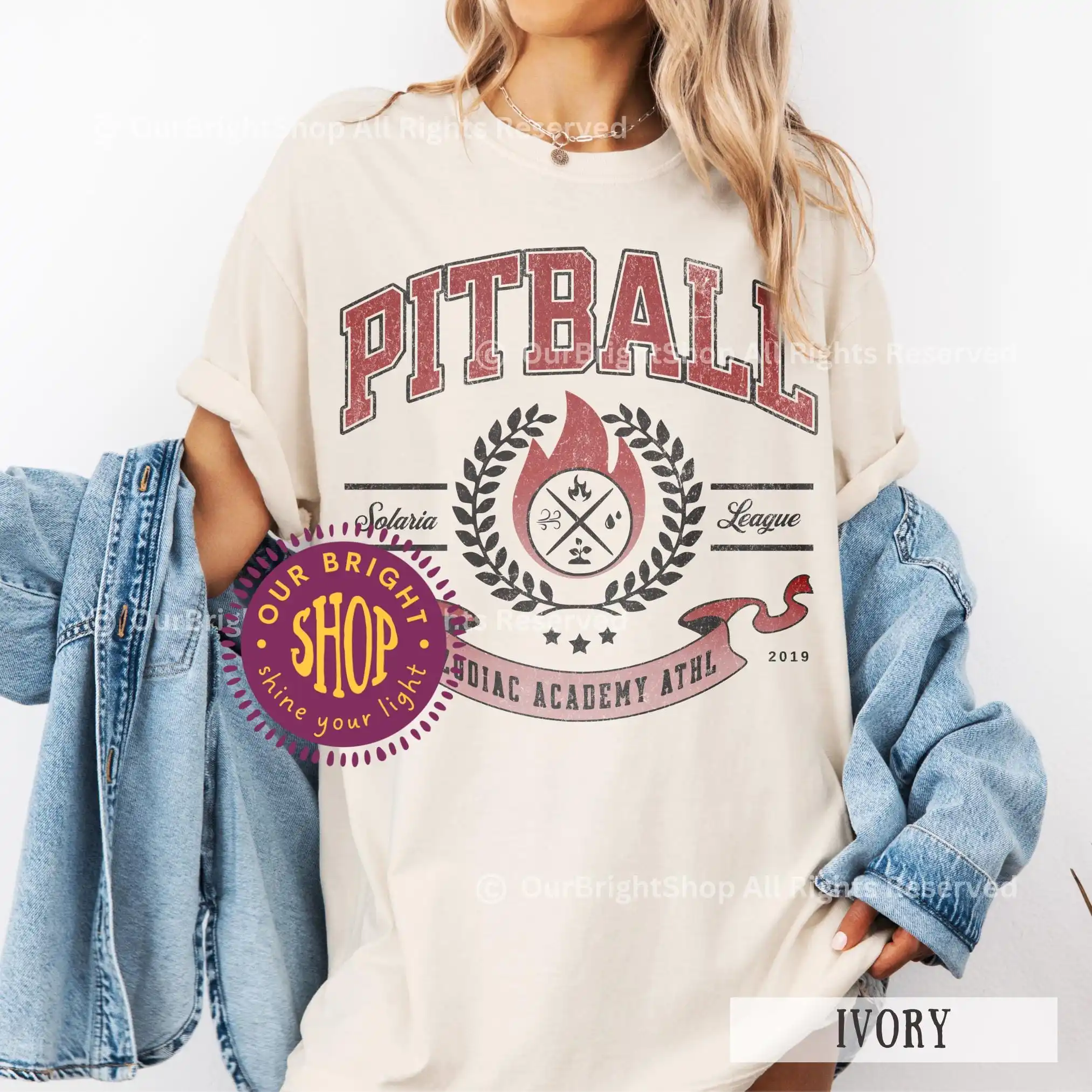 Pitball Varsity Crest Shirt | Zodiac Academy Solaria League Tee | Bookish Sports Merch Tee T-shirt Gift