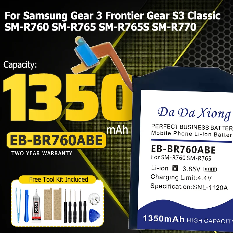 Top Brand 100% New 1350mAh EB-BR760ABE Battery For Samsung Gear 3 Frontier Gear S3 Classic SM-R760 SM-R765 SM-R765S SM-R770