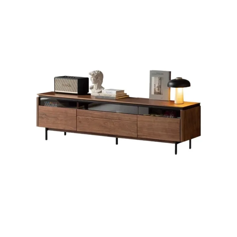 

Italian light luxury black walnut storage floor cabinet living room home TV cabinet