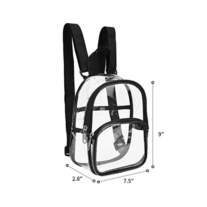 Transparent Bag Clear Pvc Travel Backpack Shoulder Bag Strap Book Sports Field Approved Waterproof Mini Travel Schoolbag