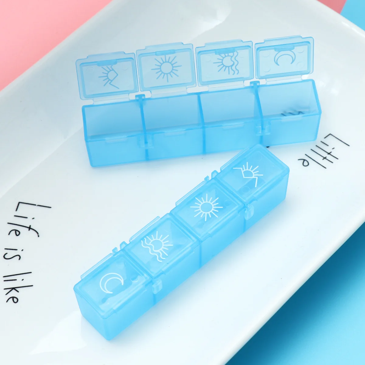 

Weekly Digital Pill Organizer 7 Days 28 Compartments Medicine Box Reminder Loud Talking Alarm LCD Backlight Blue Travel