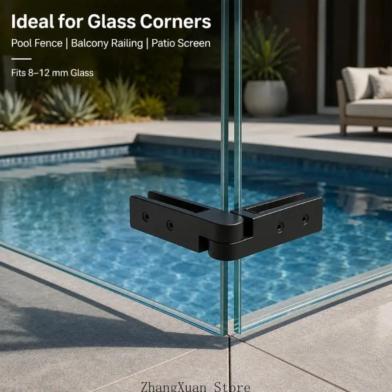 Glaszapfenklemme, schwarze Glasgeländerklemme für 8 bis 13,5 mm Glas, verstellbarer 316-Stahlbeschlag mit 90 bis 270 Grad 3XUF – Detail 7