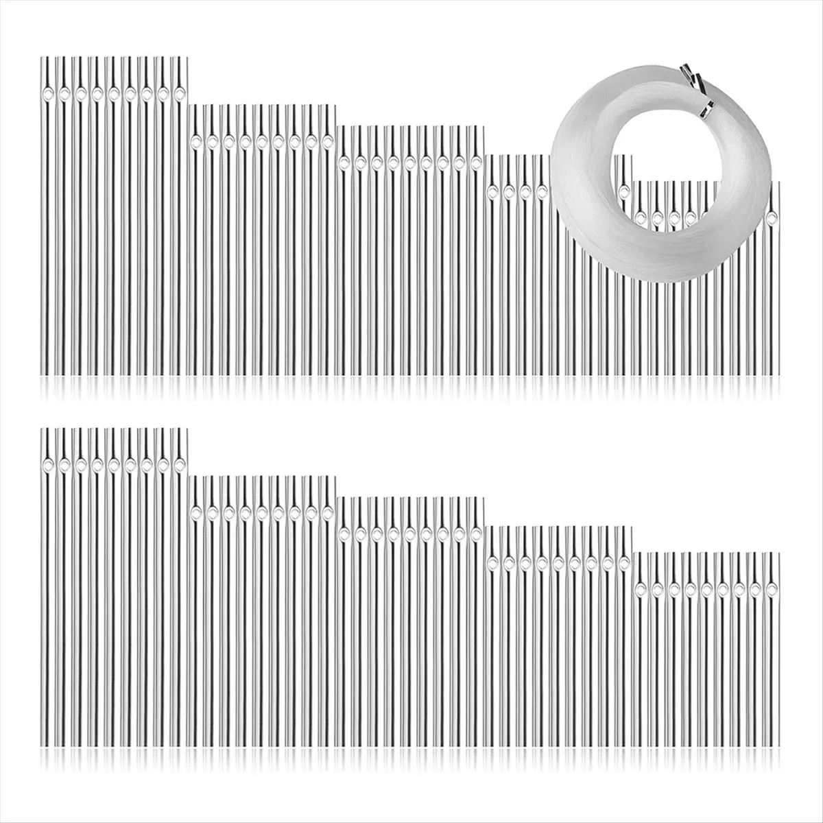 New 90pcs Wind Chime Tubes for Home Garden Outdoor Hanging Decorations, Tone Empty Tubes with Wind Chime Line