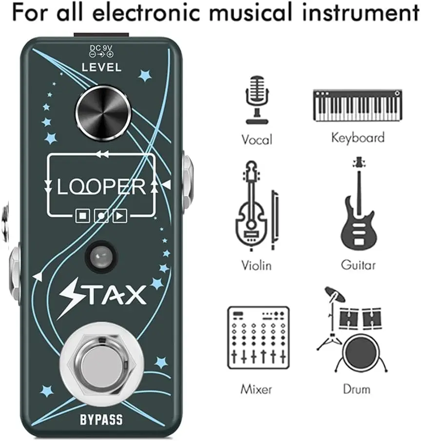 Stax Guitar Pedal Looper Effector 10 Minutes Of Recording Time Loop Effects Unlimited Overdubs, 44.8k High Quality Looping