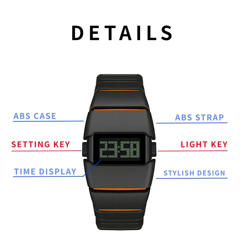 ساعة SHIYUNME الفاخرة للرجال الإلكترونية بتصميم إبداعي ساعة فريدة من نوعها للرجال ساعة يد رياضية كاجوال LED مادة بلاستيكية مقاومة للماء #5