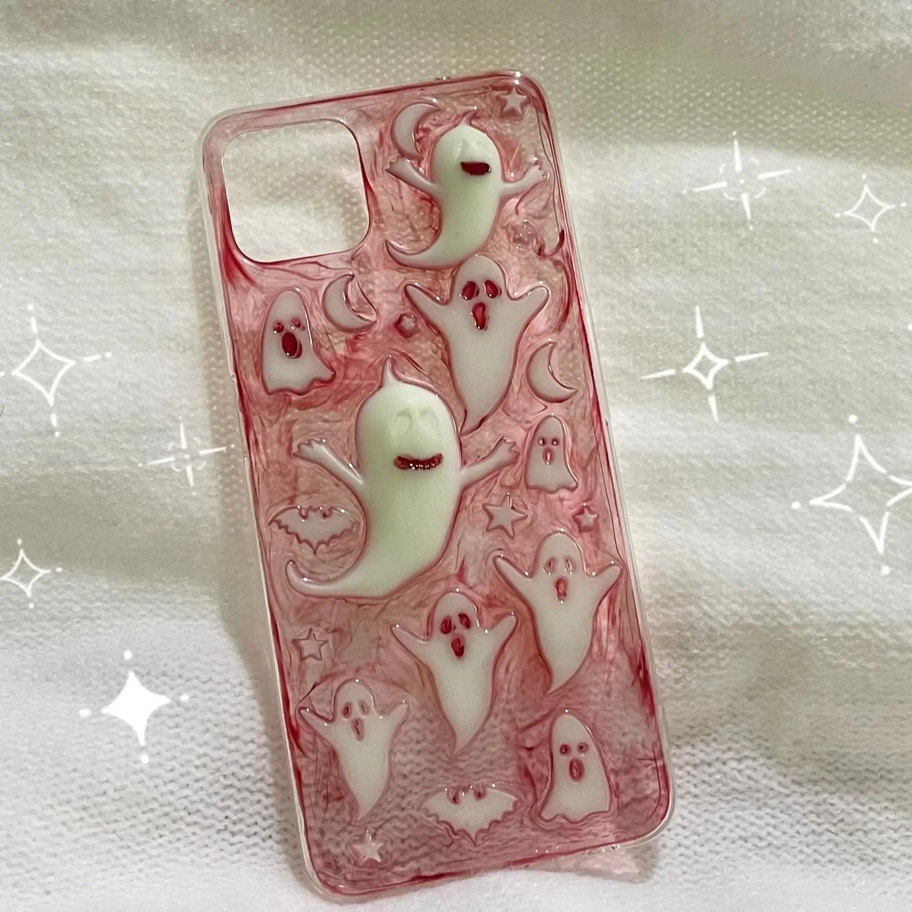 4073 Original 3D handmade cell phone case Fluorescent Ghost Dark Gothic Horror Punk Style Customized Halloween Christmas Gift