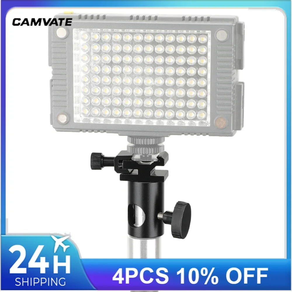 CAMVATE 16mm Light Stand Head With Metal Hot Shoe Mount  & 1/4