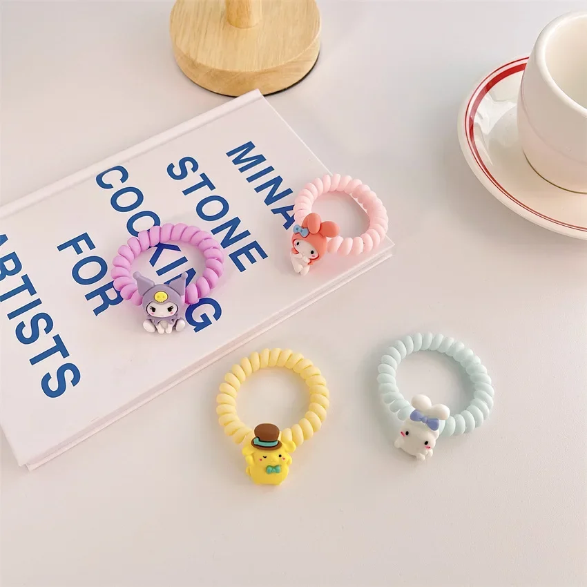 New Simple Head Rope My Melody Kulomi Telephone Line Hair Ring Tied Hair Head Rope Female Summer Ponytail Hair Rope