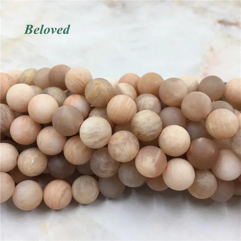 Natural Matte Sunstone Loose Beads,Round Flash Moonstone Gems Stone Bracelet Necklace Making Spacer Beads, BG2311023