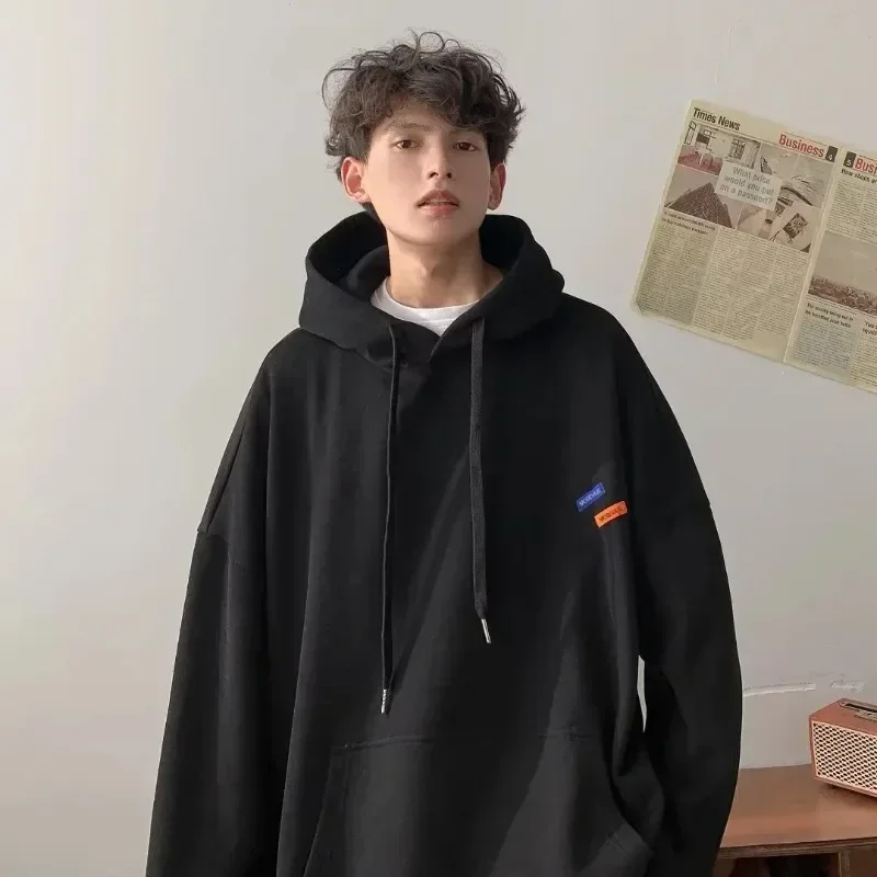 

Streetwear Oversized Hoodies Men Green Hooded Sweatshirts Autumn Winter Casual Loose Warm Fleece Hoodies Korean Men Hip Hop Tops