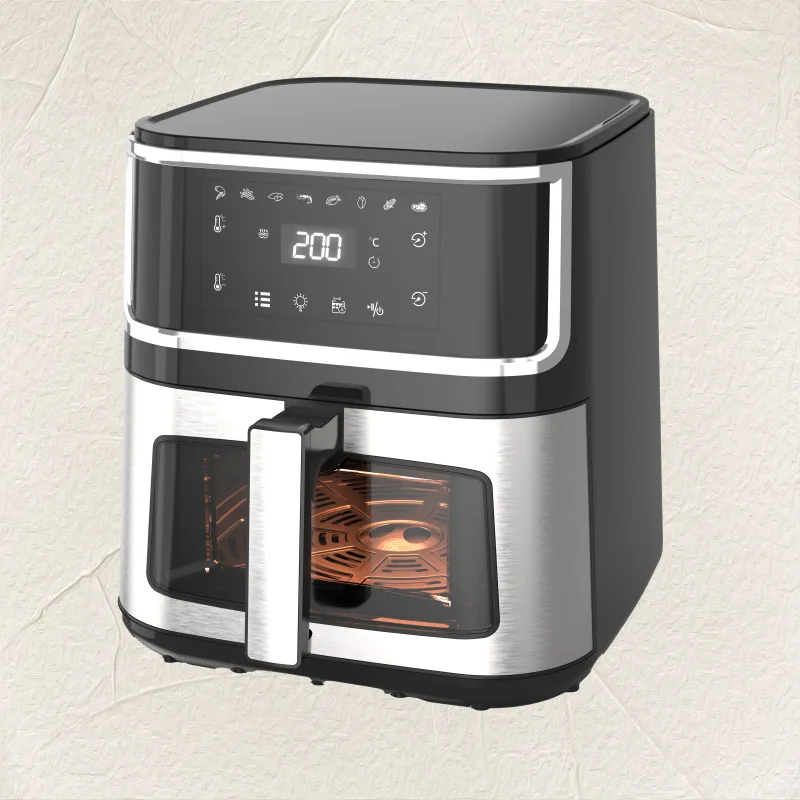 Large Capacity 8L Stainless Steel Electric Air Fryer Modern One-Touch Kitchen Appliance with LED Display Oil-Free Function